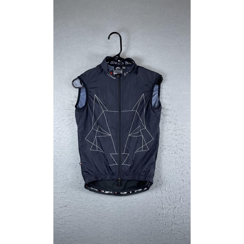 Pactimo Cycling Windbreaker Vest Jacket Mens Small Black SWAT Fox Reflective